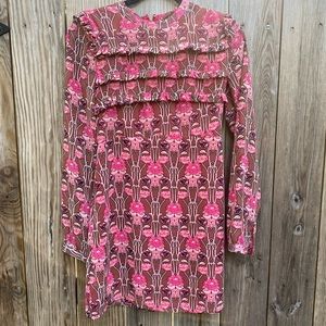 TOPSHOP Long Sleeve Pink Floral Dress size 4